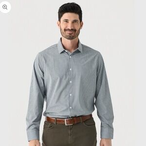 Mizzen + Main MEN'S TRIM LEEWARD DRESS SHIRT FIR WINSTON CHECK SIZE XL